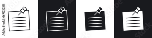 Sticky note icons in solid and stroke graphics