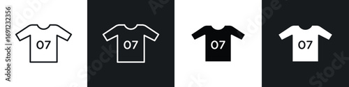 Soccer jersey icons in solid and stroke graphics