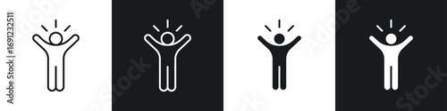 Self confidence icons in solid and stroke graphics
