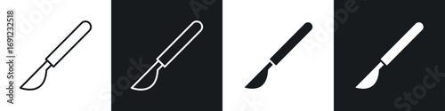Scalpel icons in solid and stroke graphics