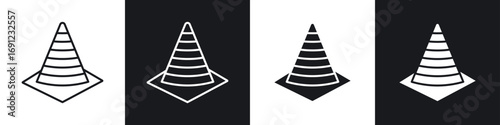 Road cone icons in solid and stroke graphics