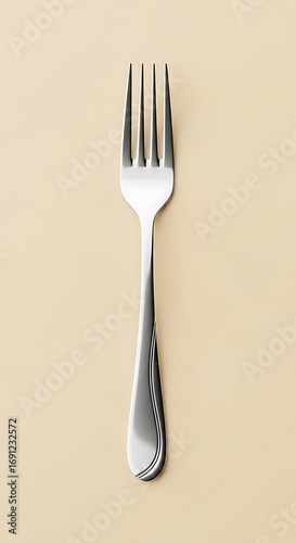 Elegant silver fork gleaming on a pale surface ready for a delicious fine dining meal