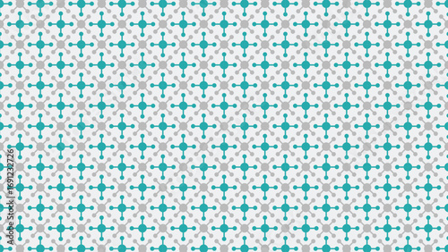 This vibrant pattern showcases interconnected shapes in bold teal against a crisp white background, creating a lively and modern design that energizes any space with its playful charm.
