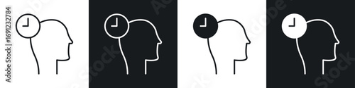 Patience icons in solid and stroke graphics