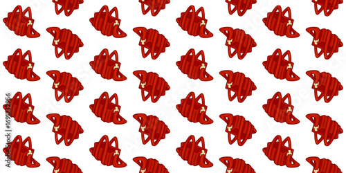 Seamless Red Fashion Bag Pattern. Cartoon red handbag in flat style. Seamless stylish illustration on light background.