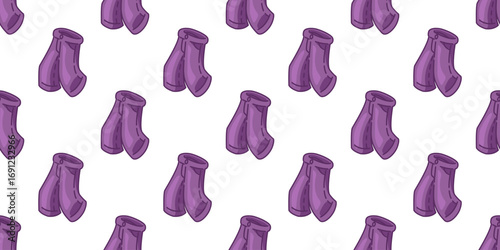 Seamless Purple Jeans Pattern. Purple jeans in cartoon flat style. Seamless stylish illustration on light background.