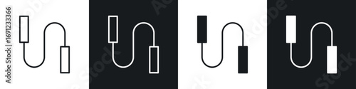 Jump rope icons in solid and stroke graphics