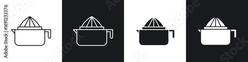 Juicer squeezer icons in solid and stroke graphics