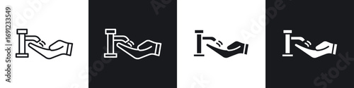 Hand wash icons in solid and stroke graphics