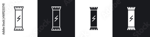 Energy bar icons in solid and stroke graphics