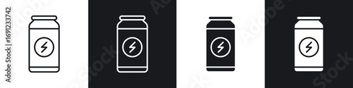 Energy drink icons in solid and stroke graphics