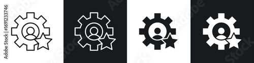 Employee skills icons in solid and stroke graphics