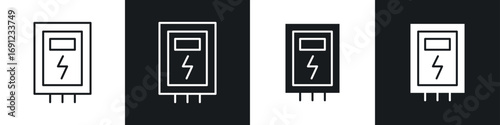 Electrical soap box icons in solid and stroke graphics