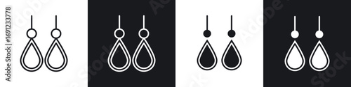 Earrings icons in solid and stroke graphics