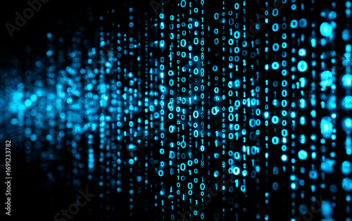 Wallpaper Mural Abstract blue digital pattern with numerous small glowing dots Torontodigital.ca