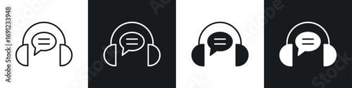 Customer support icons in solid and stroke graphics