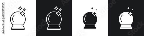 Crystal ball icons in solid and stroke graphics
