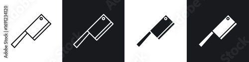 Chopper knife icons in solid and stroke graphics