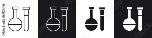 Chemical test icons in solid and stroke graphics