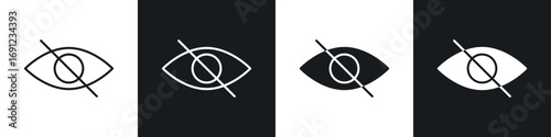 Blindness icons in solid and stroke graphics