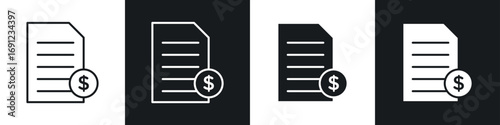 Bill paid icons in solid and stroke graphics