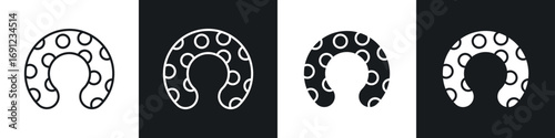 Baby orthopedic pillow icons in solid and stroke graphics