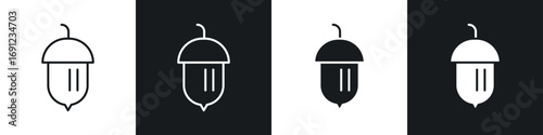 Hazelnut icons in solid and stroke graphics