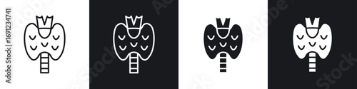 Thyroid icons in solid and stroke graphics