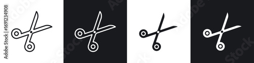 Scissors icons in solid and stroke graphics