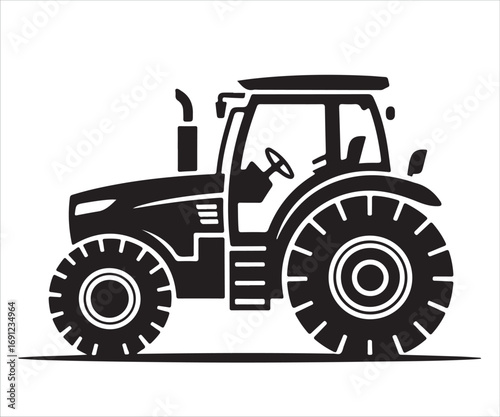 Black silhouette of farm tractor vector illustration for agriculture
