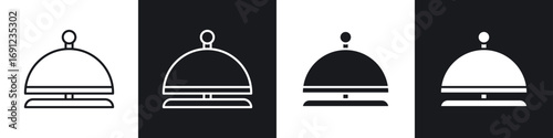 Reception bell icons in solid and stroke graphics