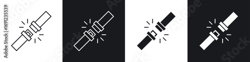 Car seat belt icons in solid and stroke graphics