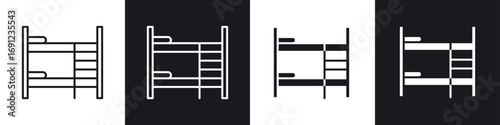 Bunk bed icons in solid and stroke graphics