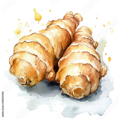Ginger, watercolor drawing vector, isolated on a white background.