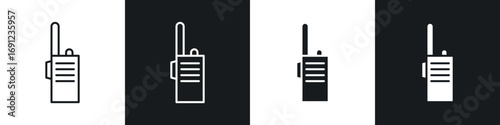 Two way radio icons in solid and stroke graphics