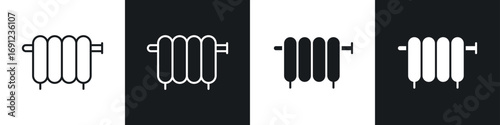 Radiator icons in solid and stroke graphics