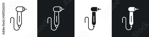 Dental drill icons in solid and stroke graphics