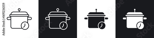 Cooking time icons in solid and stroke graphics