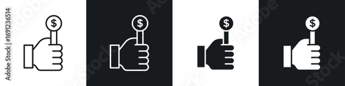 Auction icons in solid and stroke graphics