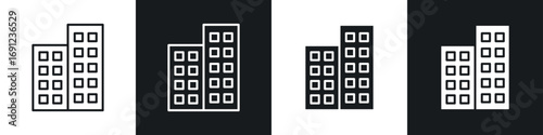 Apartment icons in solid and stroke graphics