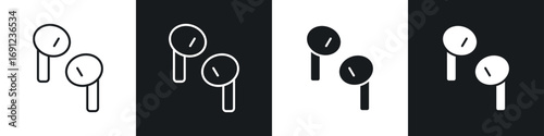 Air pods icons in solid and stroke graphics