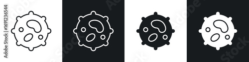 White blood cell icons in solid and stroke graphics