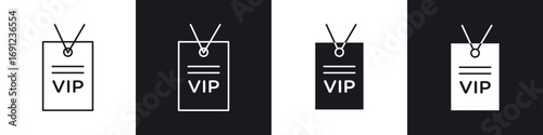 VIP icons in solid and stroke graphics