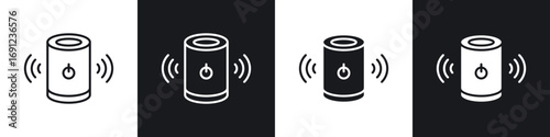 Smart speaker icons in solid and stroke graphics