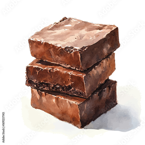 Fudge, watercolor clipart vector, isolated on a white background.