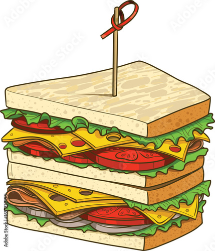 Triple Layer Club Sandwich with Fresh Ingredients