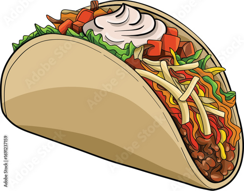 Traditional Mexican Taco with Rich Toppings