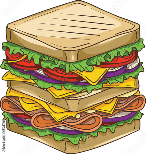 Triple Decker Sandwich with Fresh Ingredients