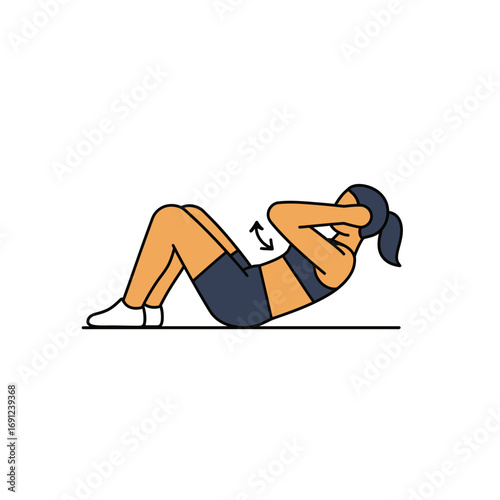 Woman performing situps on a mat in a gym, focusing on core strength and fitness with determination and a healthy lifestyle.