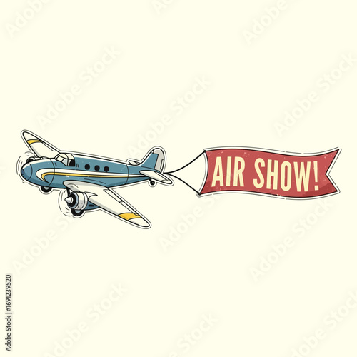 Cartoon Airplane Pulling an "Air Show!" Banner